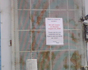 Damnit!  "Nicks is closed for vacation"