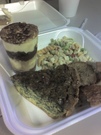 Spinach quiche, pasta salad, & tiramisu from jaqbo's. yum.