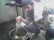 Making fried okra in the turkey frier